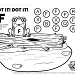 Spot it! Dot it! Froggy F dot worksheet for Pre-K