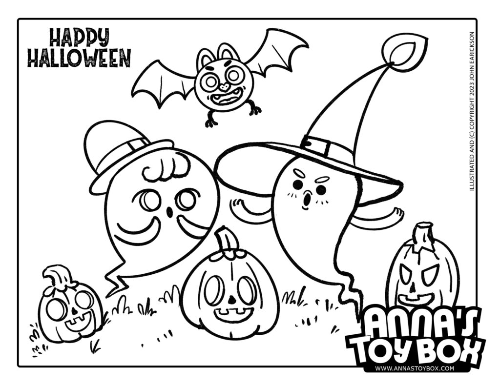 2023 Kawaii Ghost Halloween Coloring Page